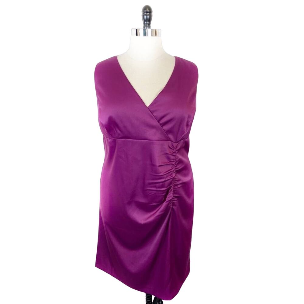 Jones Wear Bodycon Dress Satin Ruched 24 W Cocktail Date Night Stretch Party